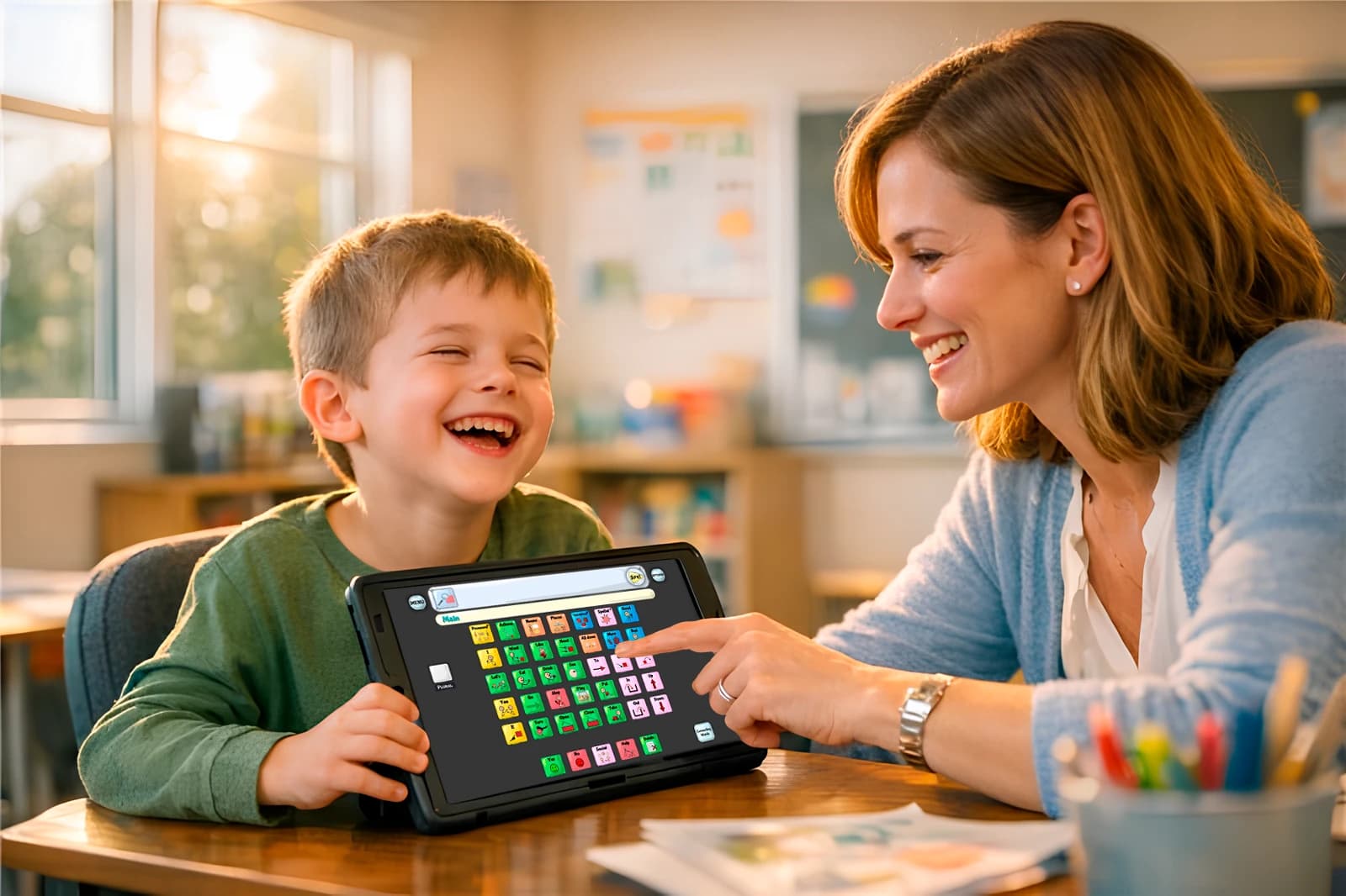 Child using an AAC platform