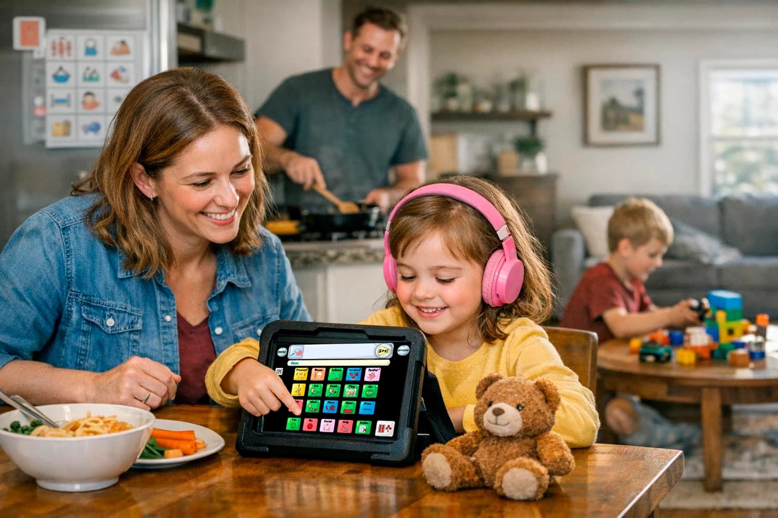 Family using AAC supports at home