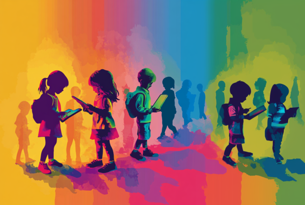 artistic image of children playing with AAC apps